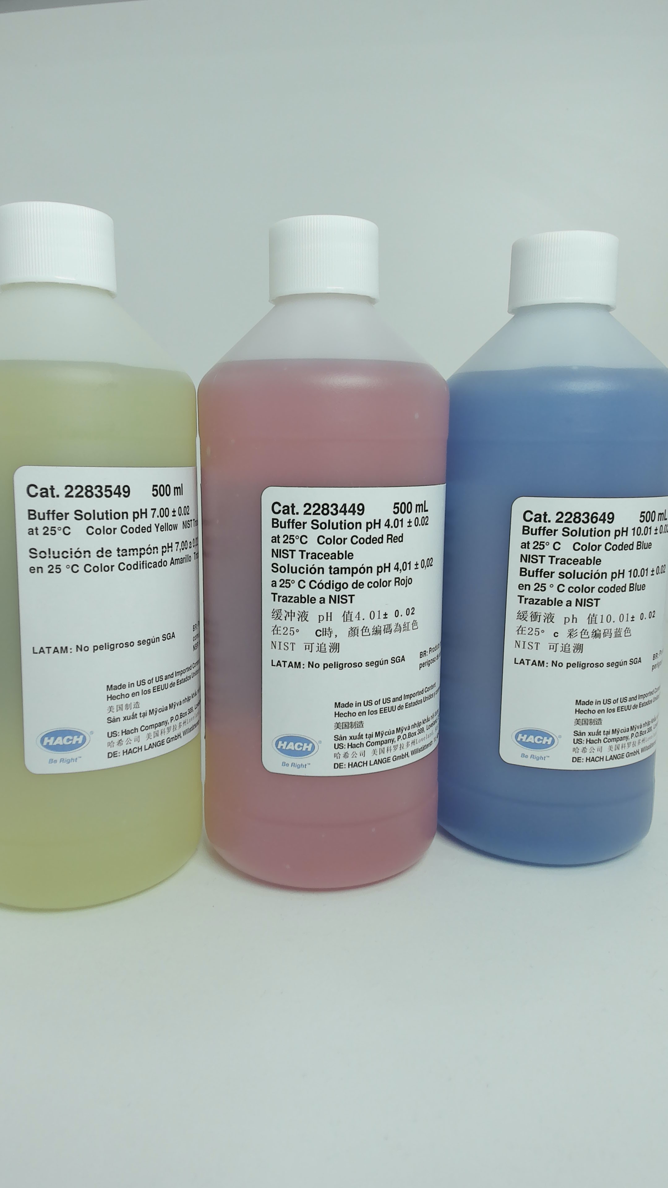 Kit de soluciones buffer pH 4.01, pH 7.00 y pH 10.01 (NIST)