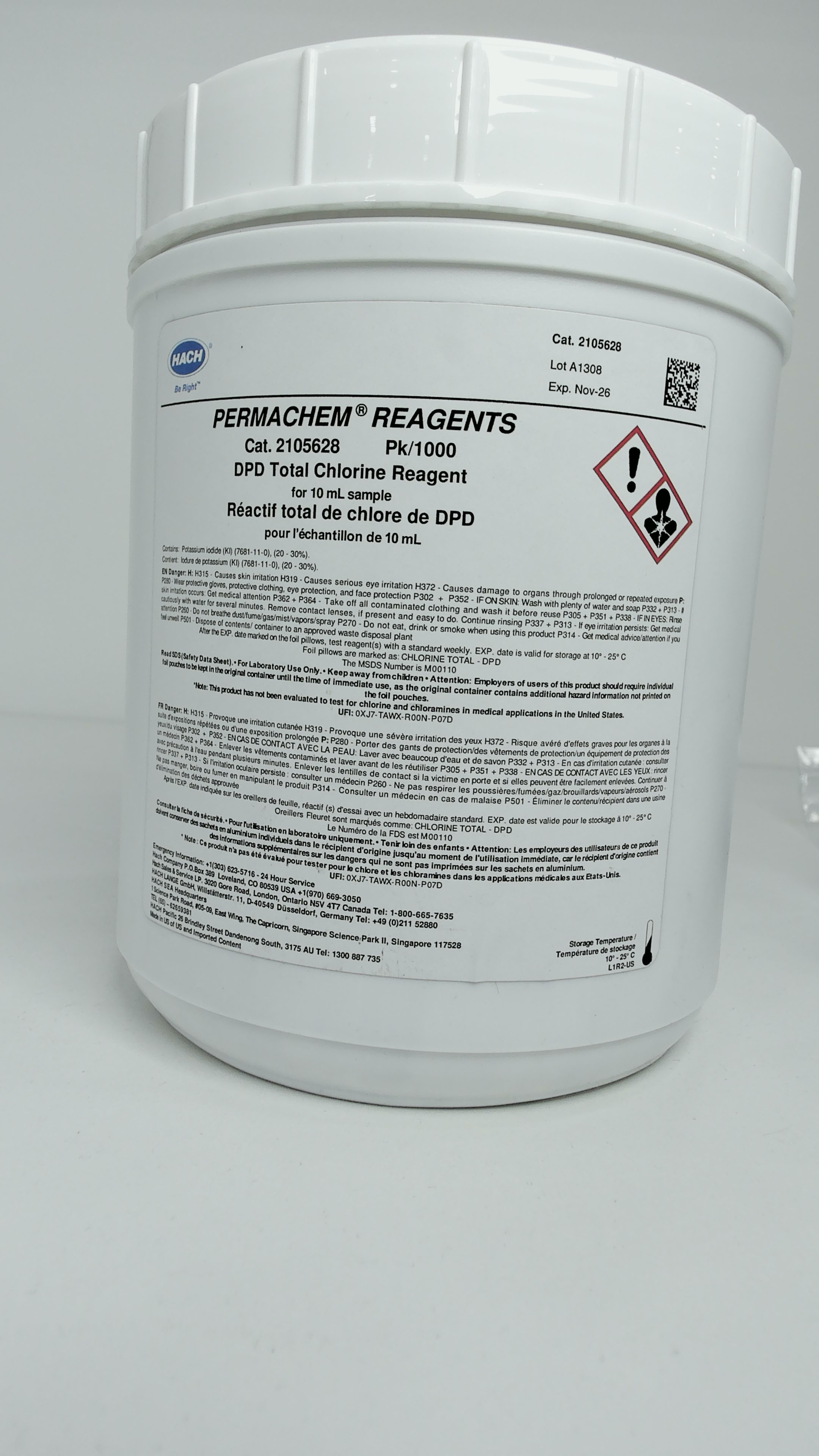 DPD para cloro libre muestra de 10ml pk/1000