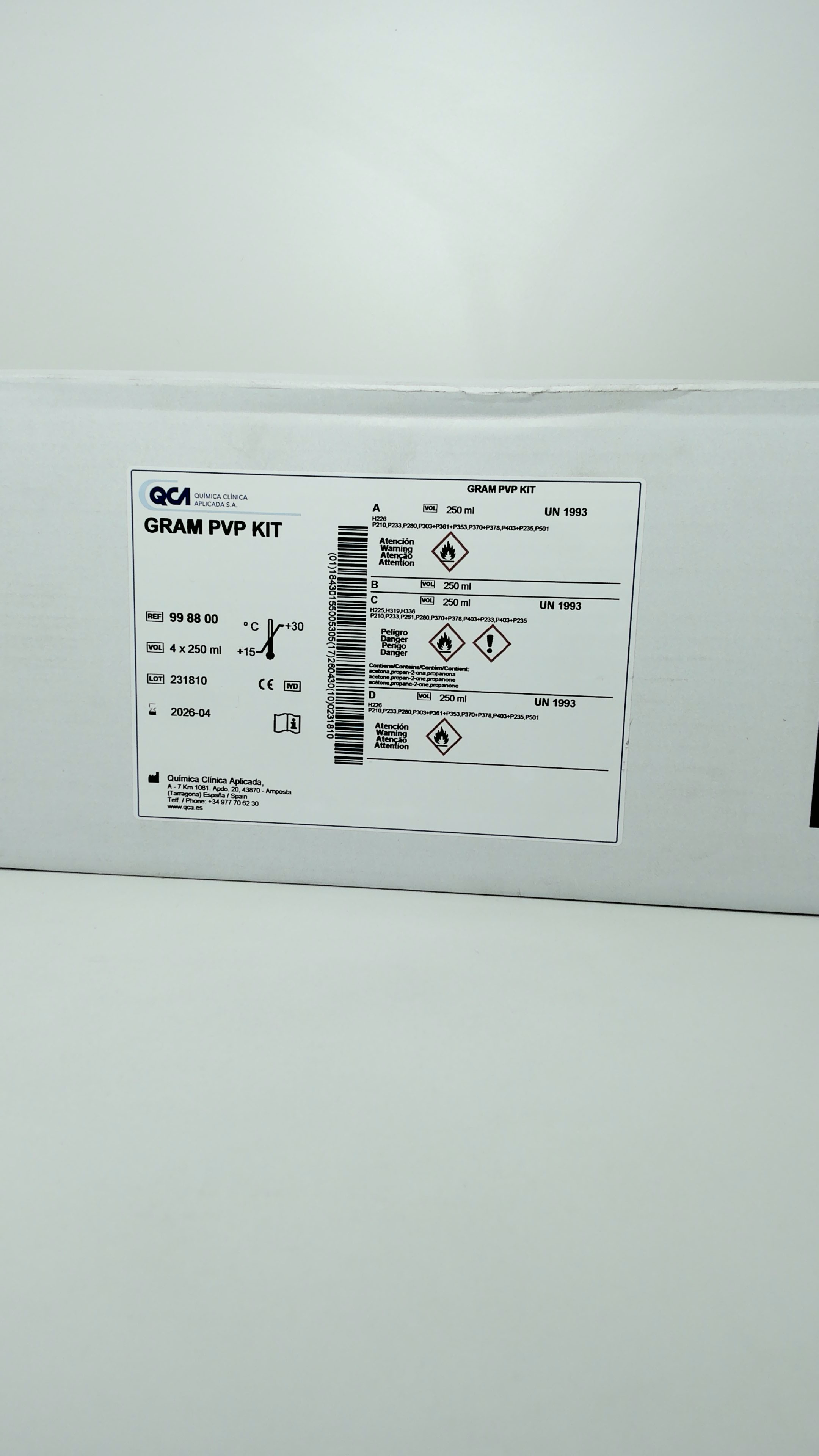 Set Tinción de Gram (color) 4 pasos x 250mL (99 88 00)