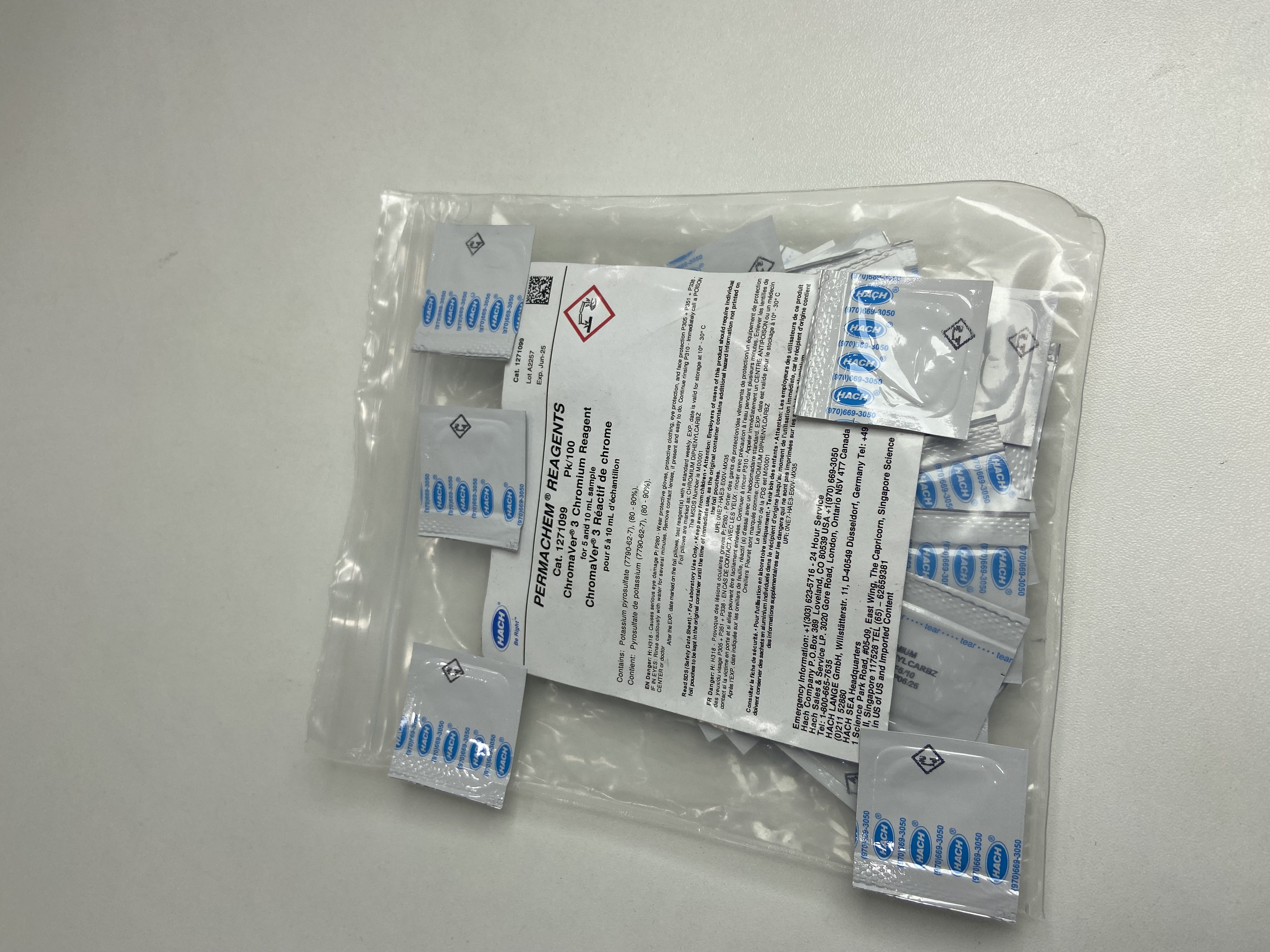 ChromaVer® 3 reactivo de cromo, Sobres en polvo, 5 o 10ml, pk/100