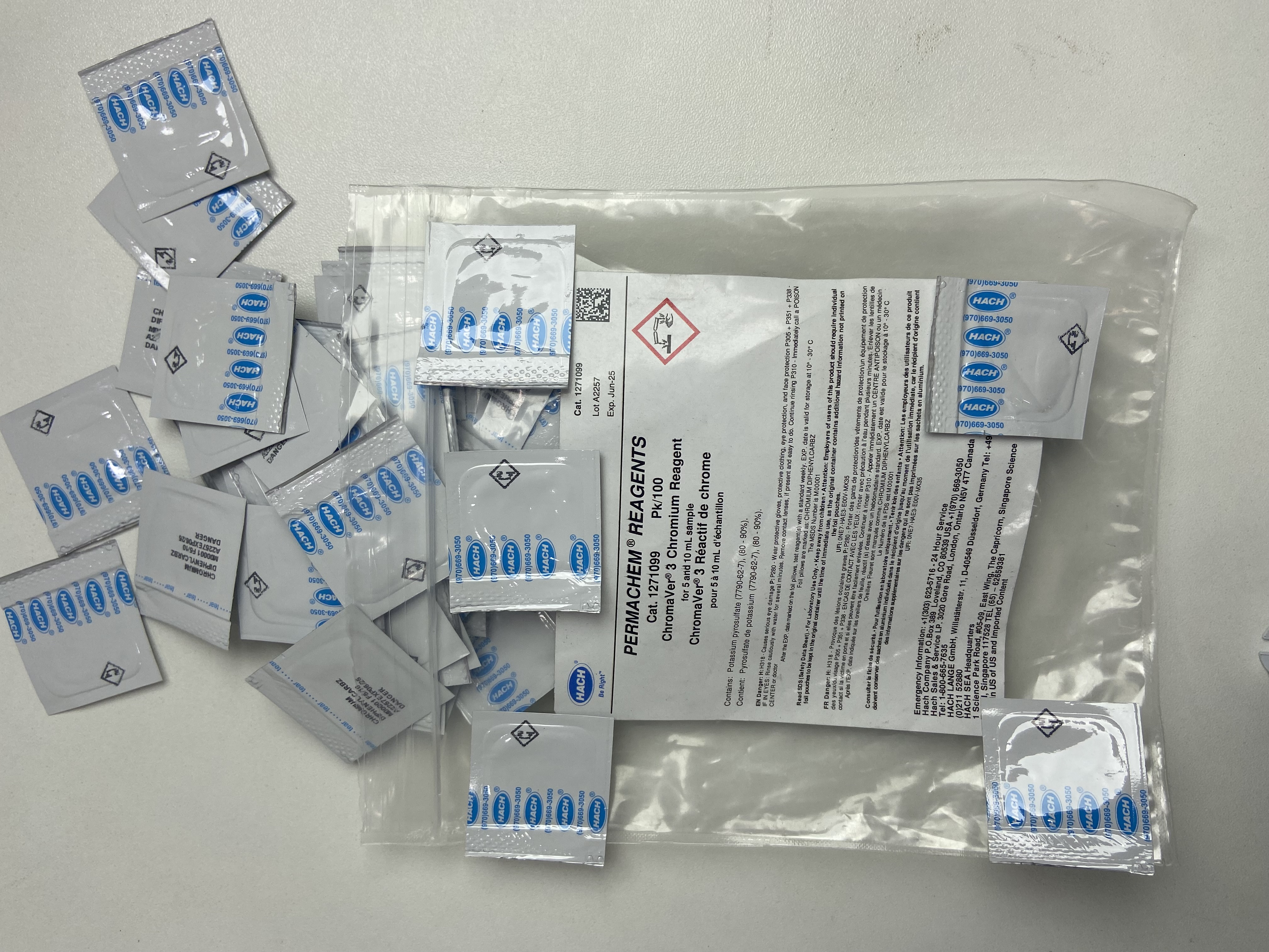 ChromaVer® 3 reactivo de cromo, Sobres en polvo, 5 o 10ml, pk/100