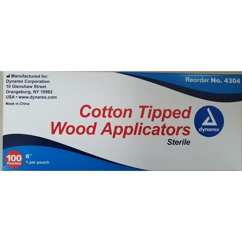 Hisopos Esteriles, mango de madera 6"